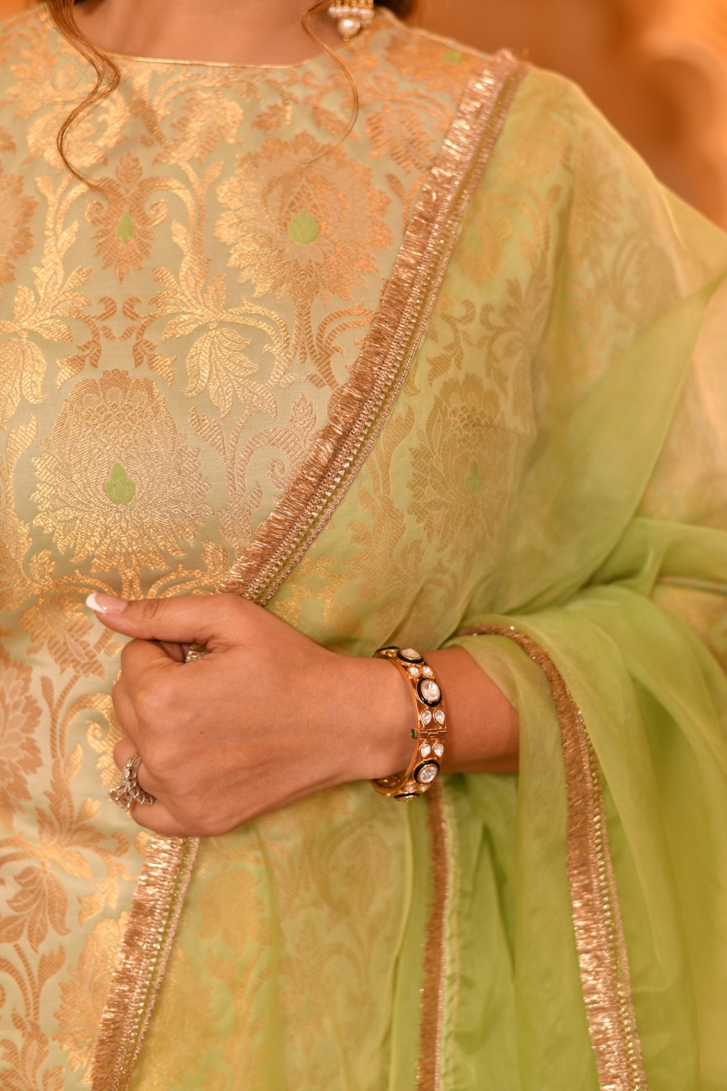 Zari Mahal Set Green