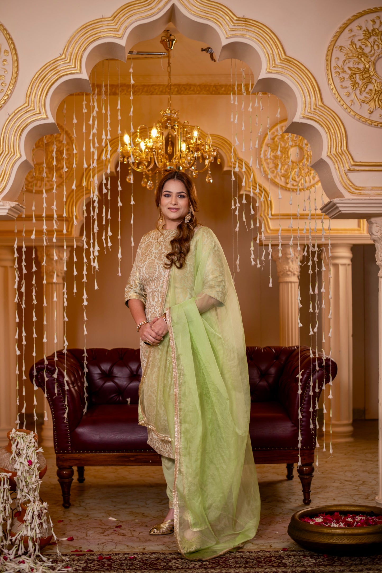 Zari Mahal Set Green
