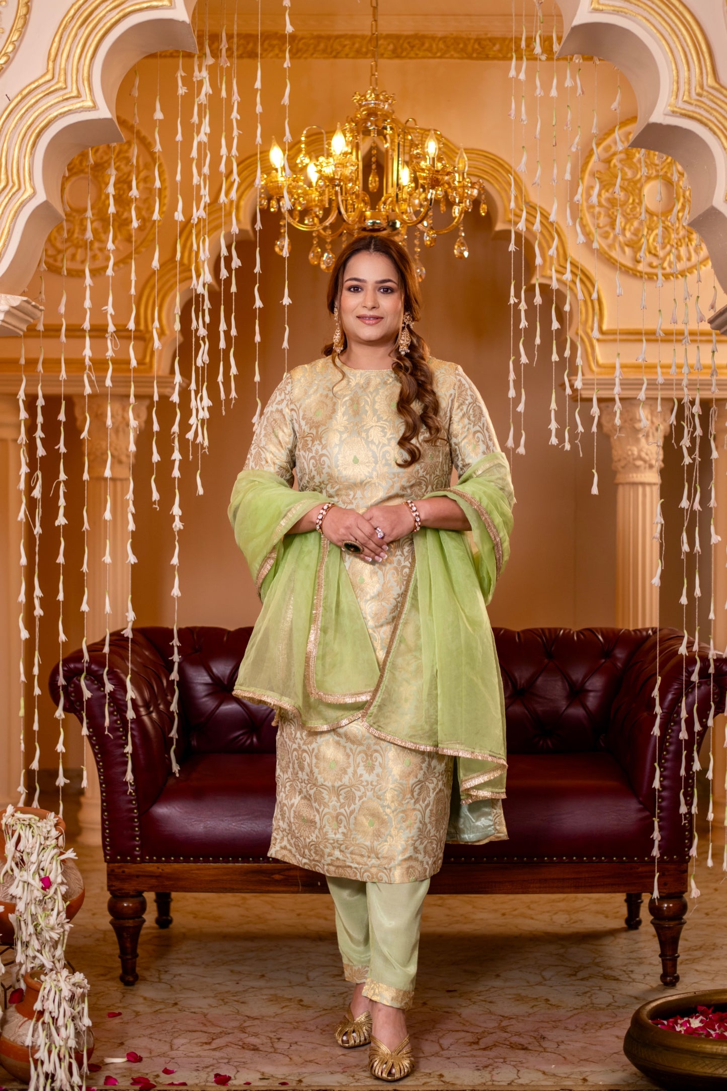 Zari Mahal Set Green