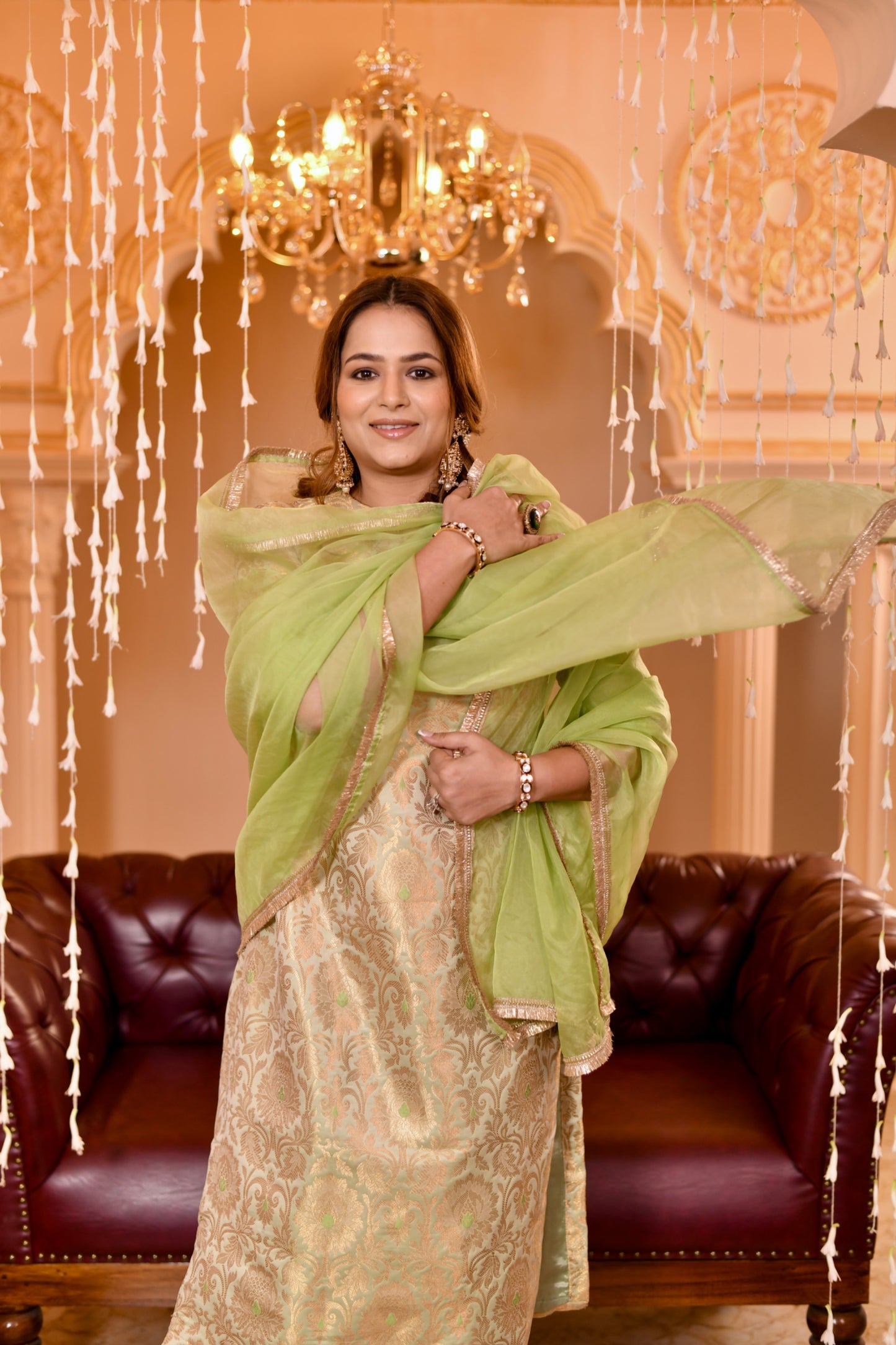 Zari Mahal Set Green